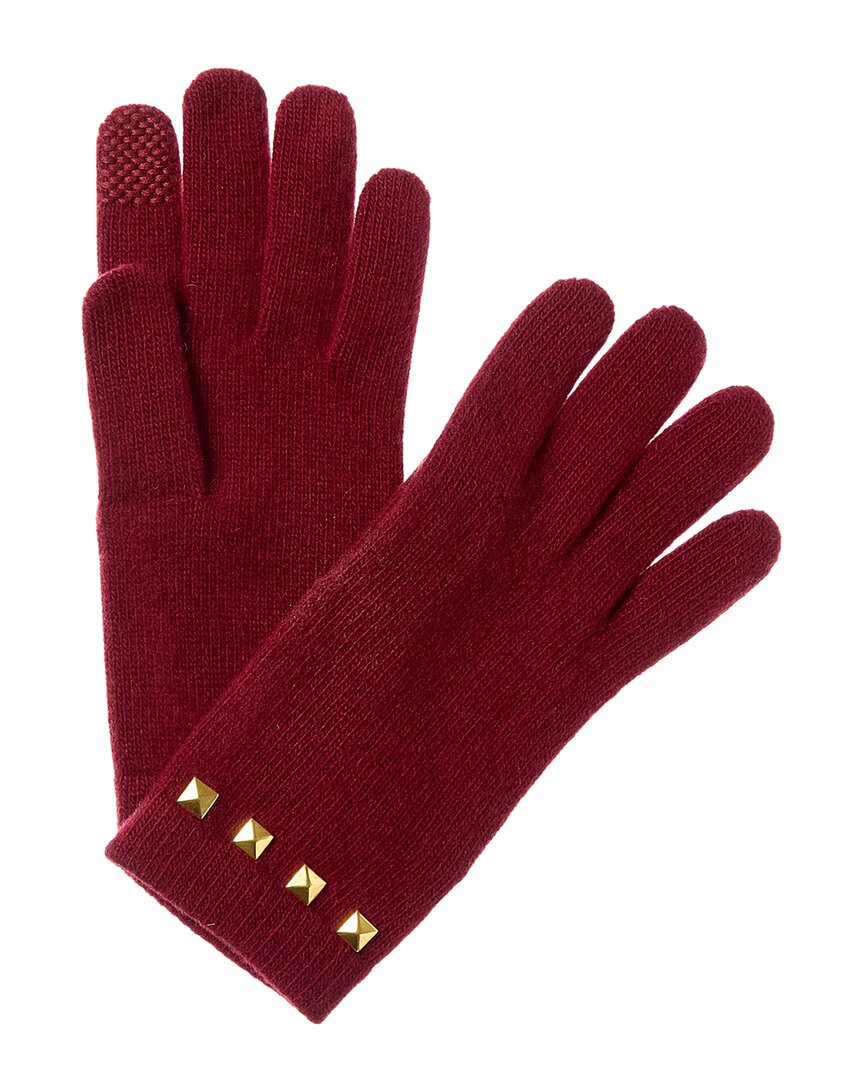 Portolano Studs On Cuff Cashmere Tech Gloves In Red