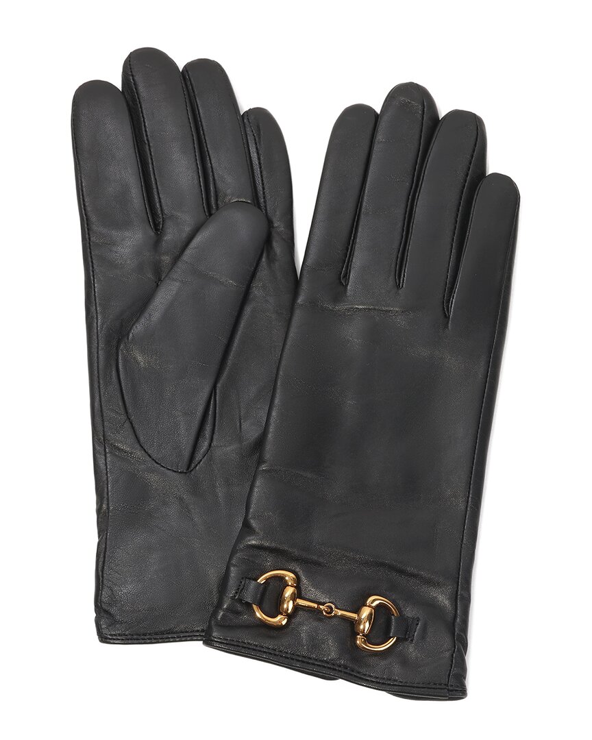 Tiffany & Fred Paris Cashmere-lined Leather Gloves In Black