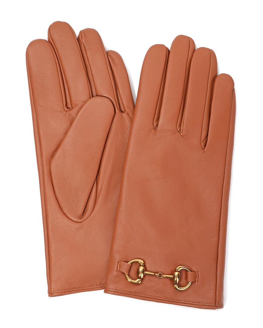 Tiffany & Fred Paris Cashmere-lined Leather Gloves In Brown