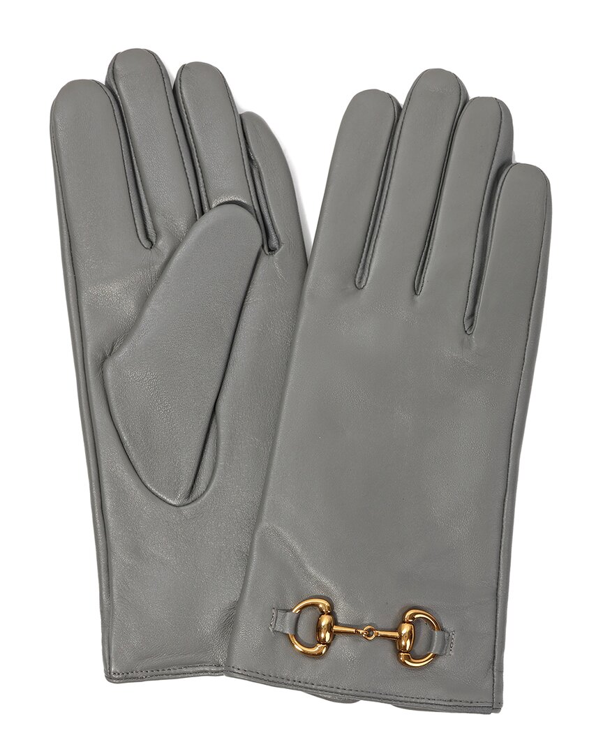 Tiffany & Fred Paris Cashmere-lined Leather Gloves In Gray