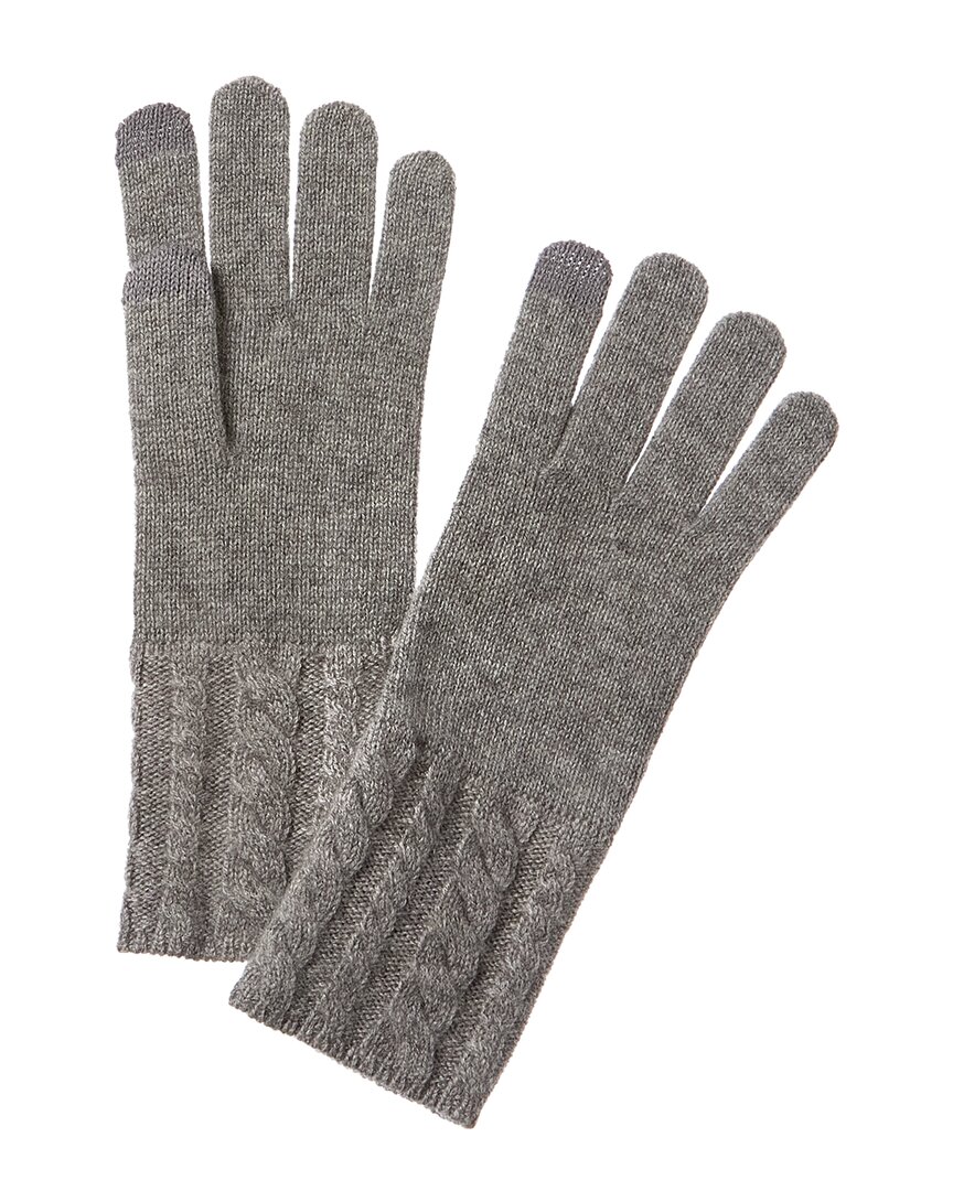 Shop Bruno Magli Cable Knit Cuff Cashmere Gloves In Grey