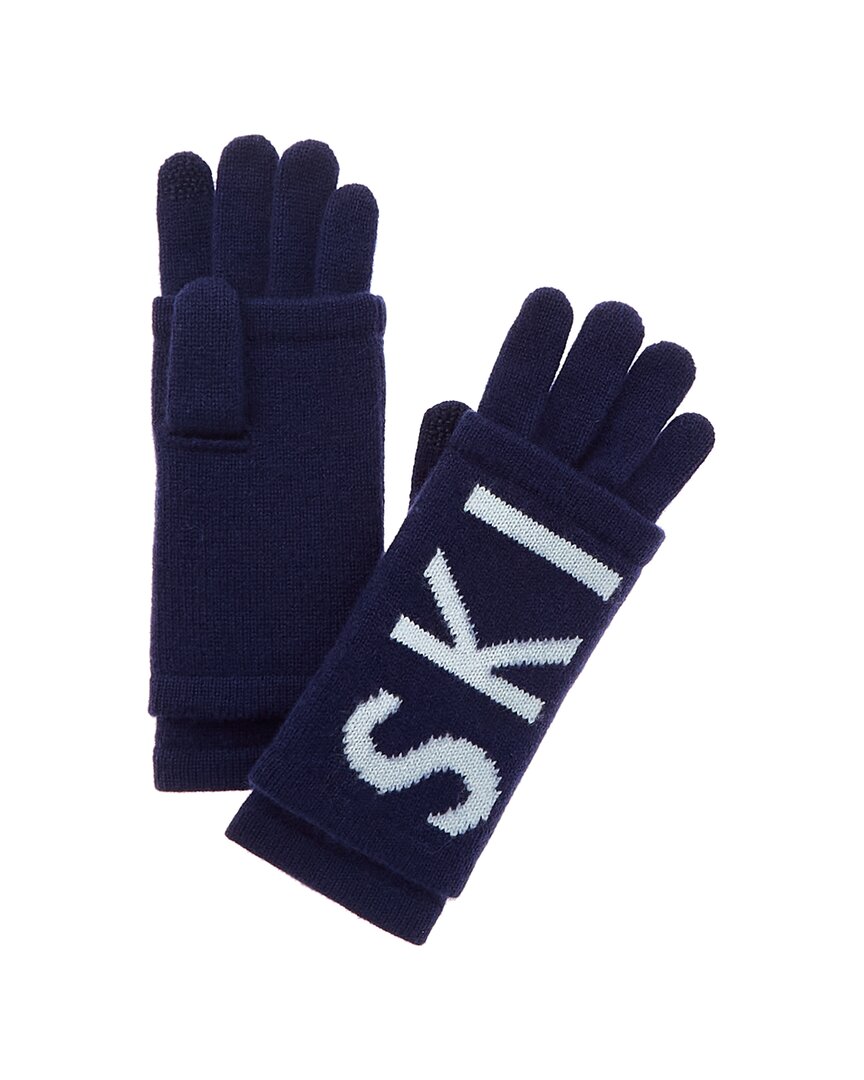 Shop Hannah Rose Ski 3-in-1 Cashmere Gloves In Blue