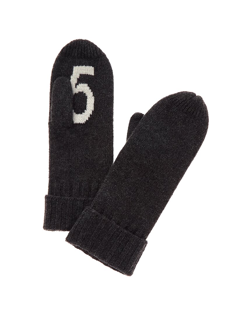 Shop Hannah Rose Hi-5 Intarsia Cashmere Mittens In Grey