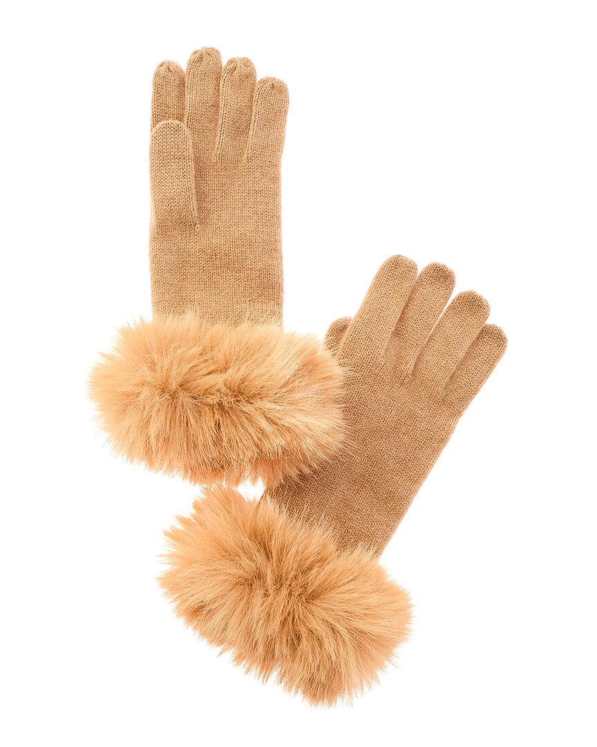 Shop Amicale Cashmere Basic Cashmere Gloves In Brown