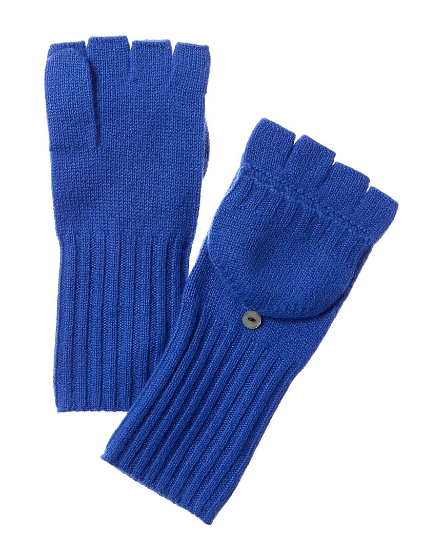 Shop Amicale Cashmere Knit Pop Top Cashmere Gloves In Blue