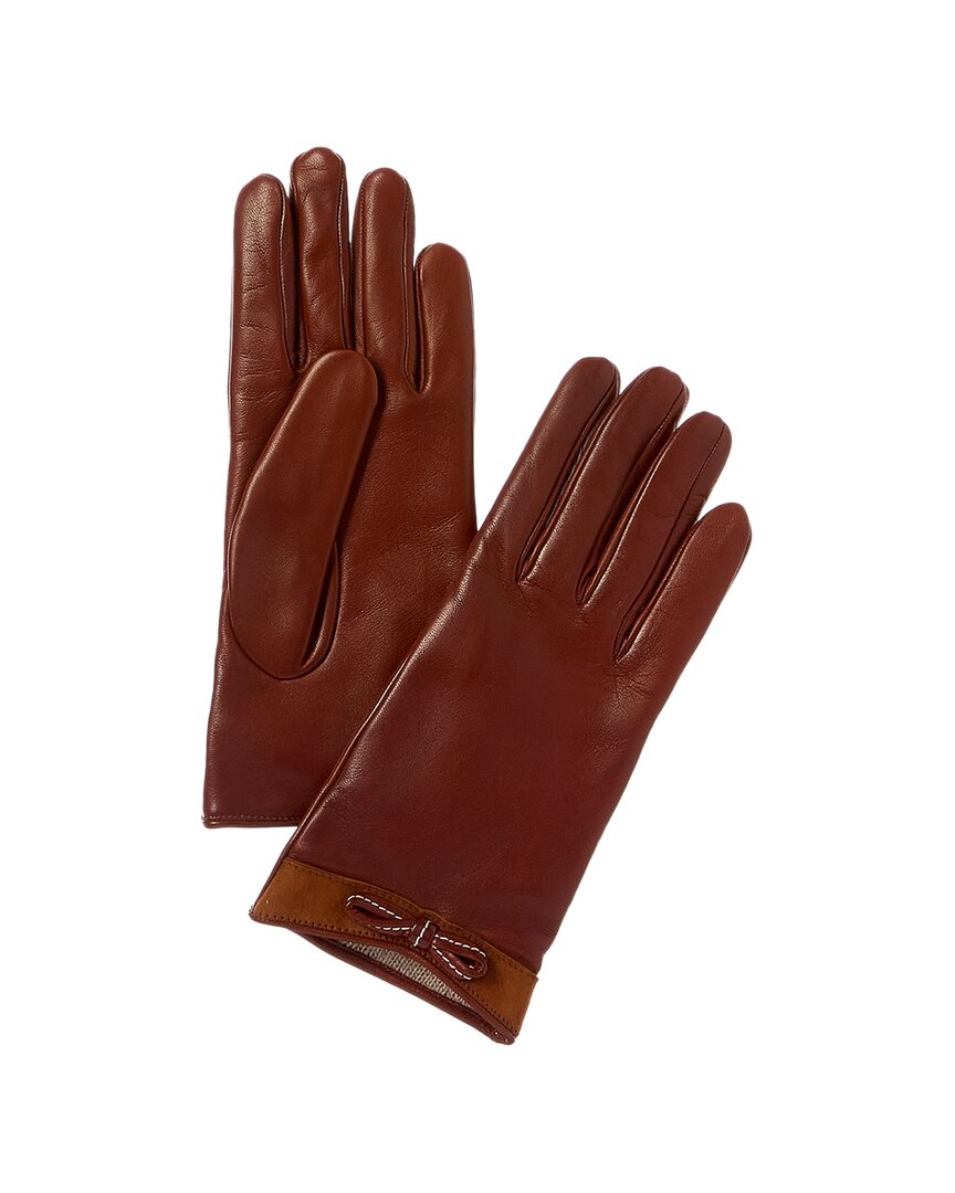 Portolano Basic Cashmere-lined Leather Gloves In Brown