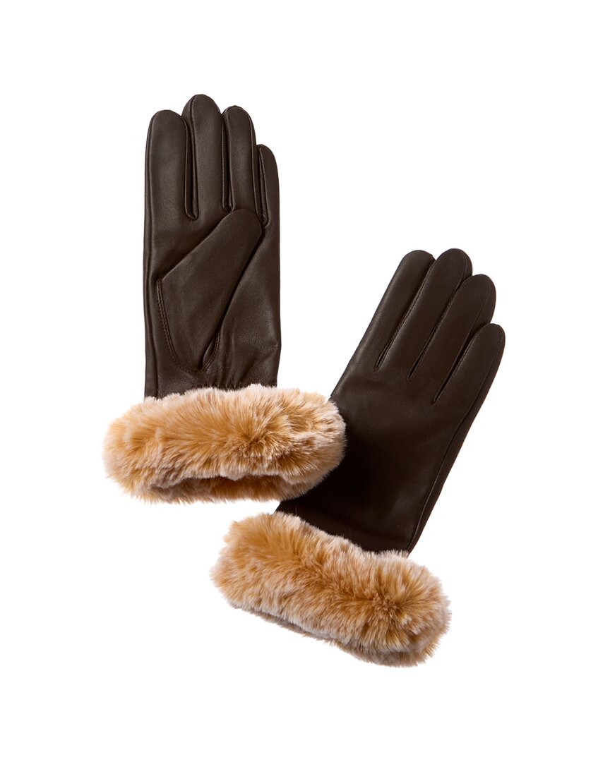 Shop Surell Accessories Leather Gloves In Brown