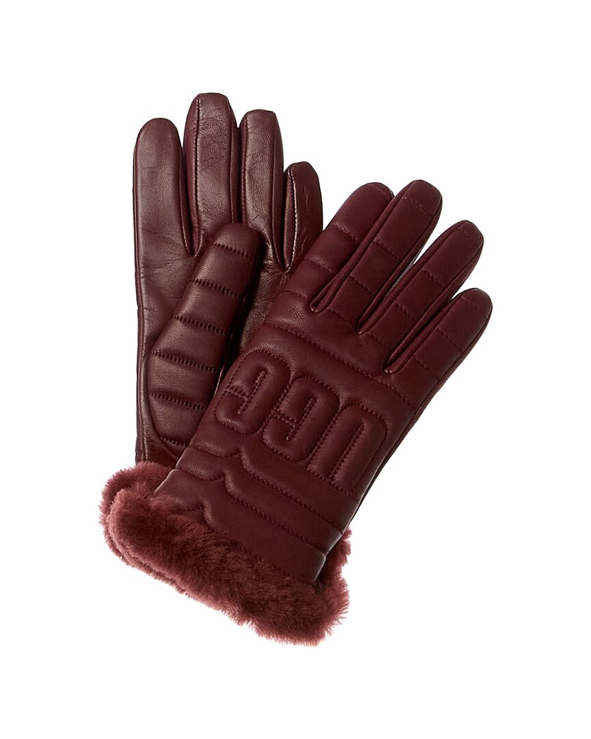 Ugg Logo Quilted Leather Gloves