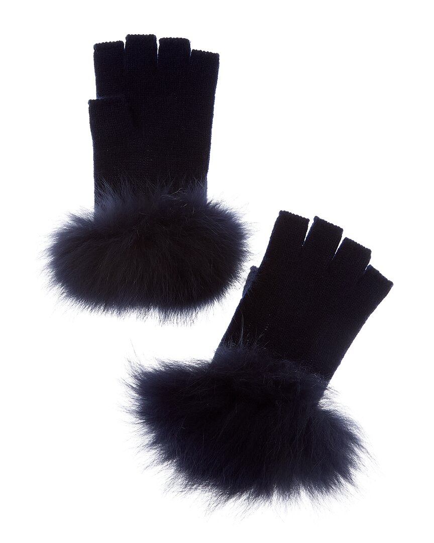 Sofia Cashmere Sofiacashmere Fingerless Cashmere Gloves In Gold