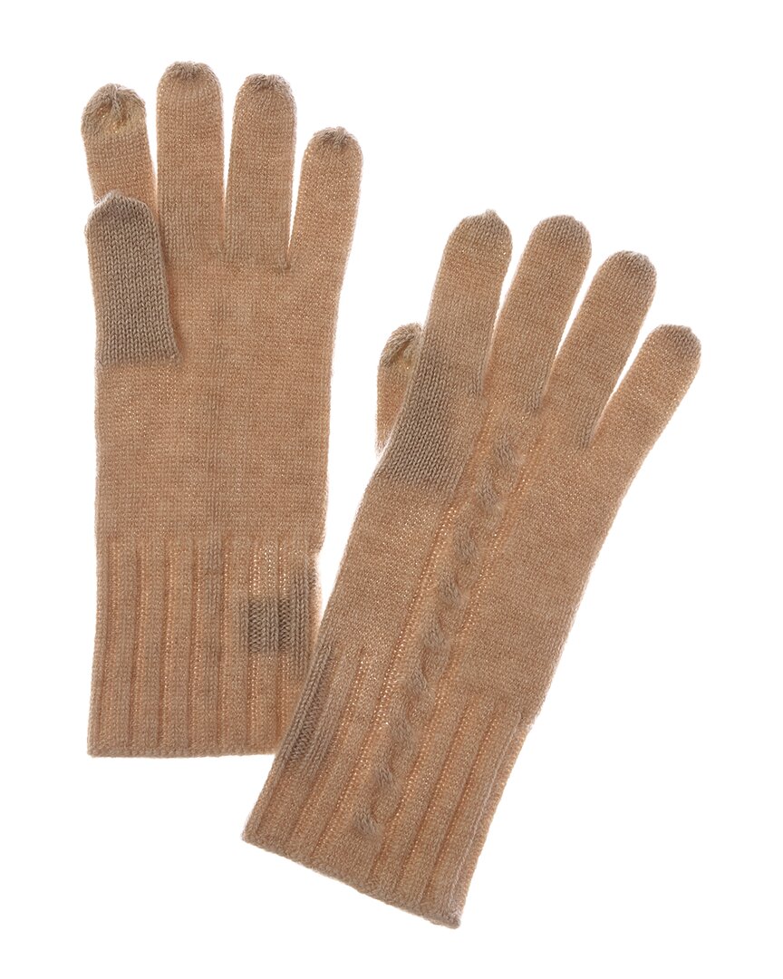 Sofia Cashmere Sofiacashmere Classic Cable Cashmere Gloves In Brown