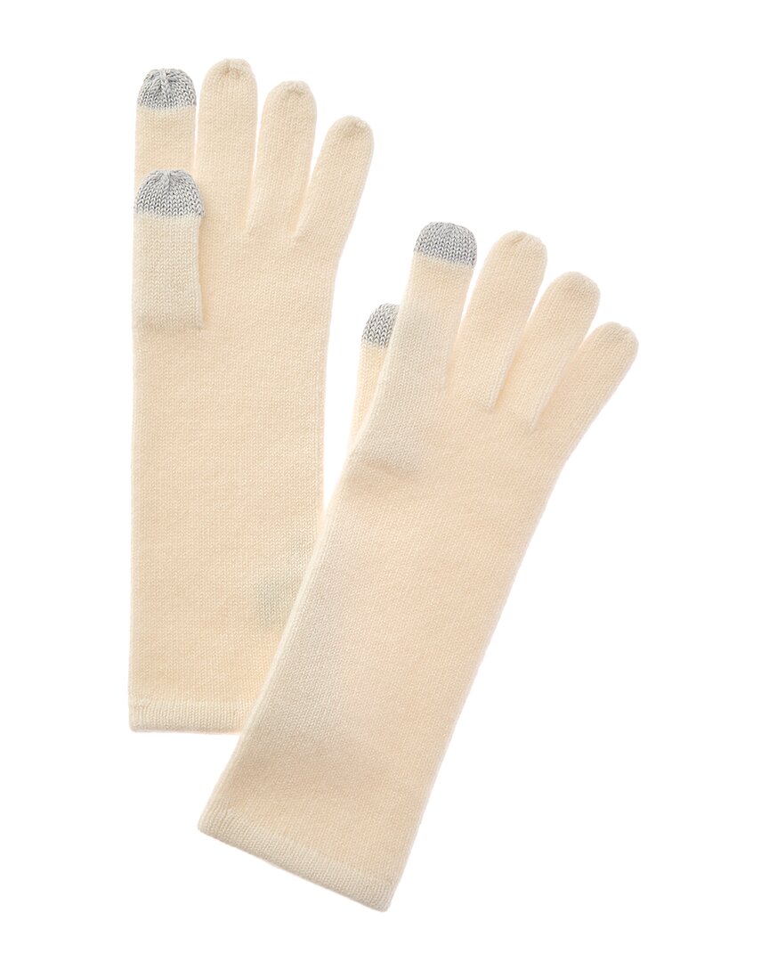 Sofia Cashmere Sofiacashmere Mid-length Touchscreen Cashmere Gloves In White