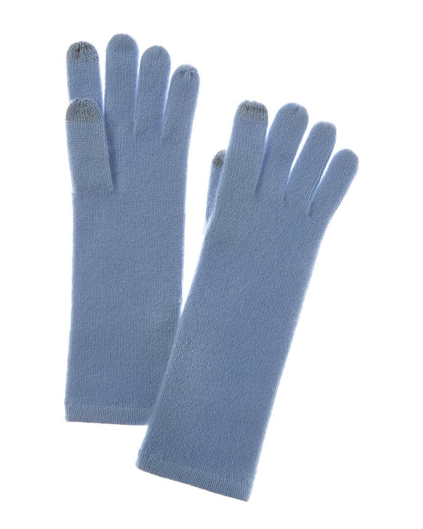 Sofia Cashmere Sofiacashmere Mid-length Touchscreen Cashmere Gloves In Blue
