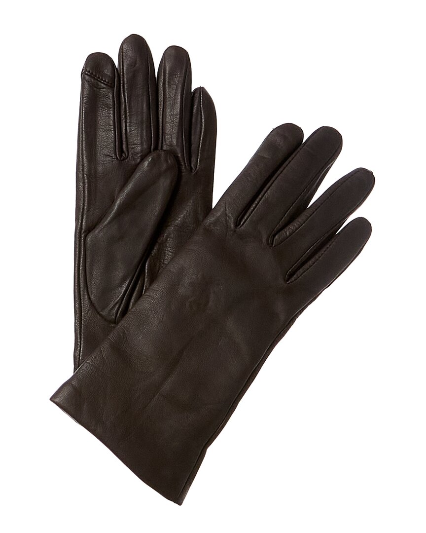 Fownes Cashmere-lined Leather Tech Gloves In Brown