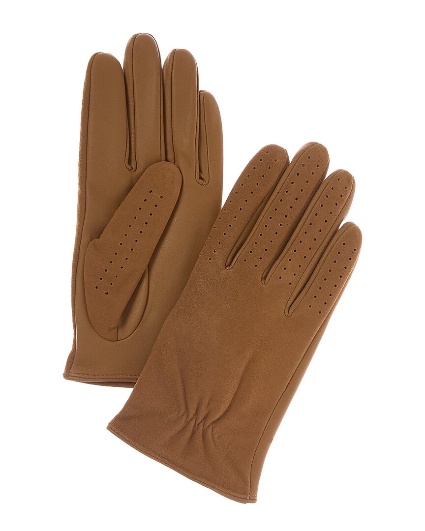 Vince Suede & Leather Driving Gloves In Brown