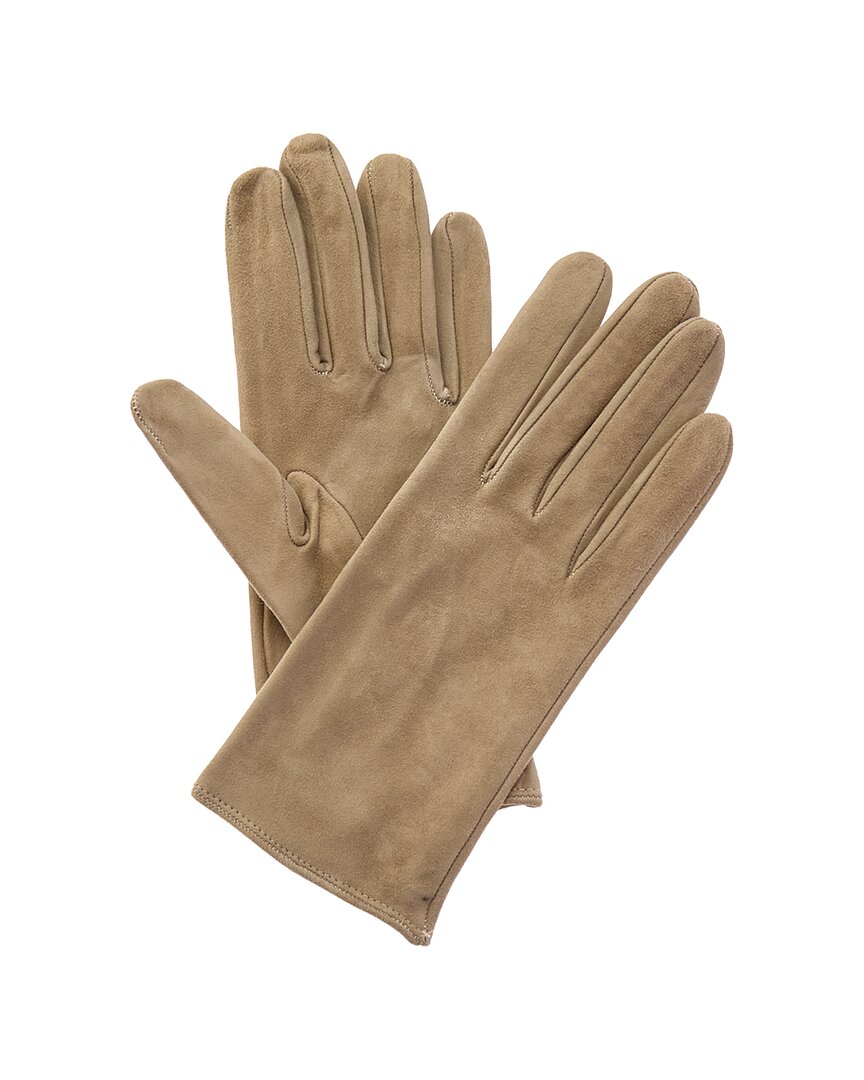 Portolano Silk-lined Suede Gloves In Brown