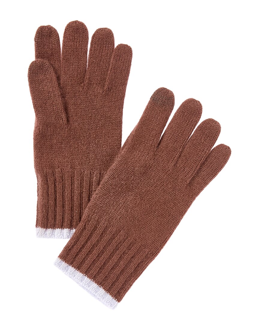 Phenix Tipped Rib Cuff Cashmere Gloves In Brown