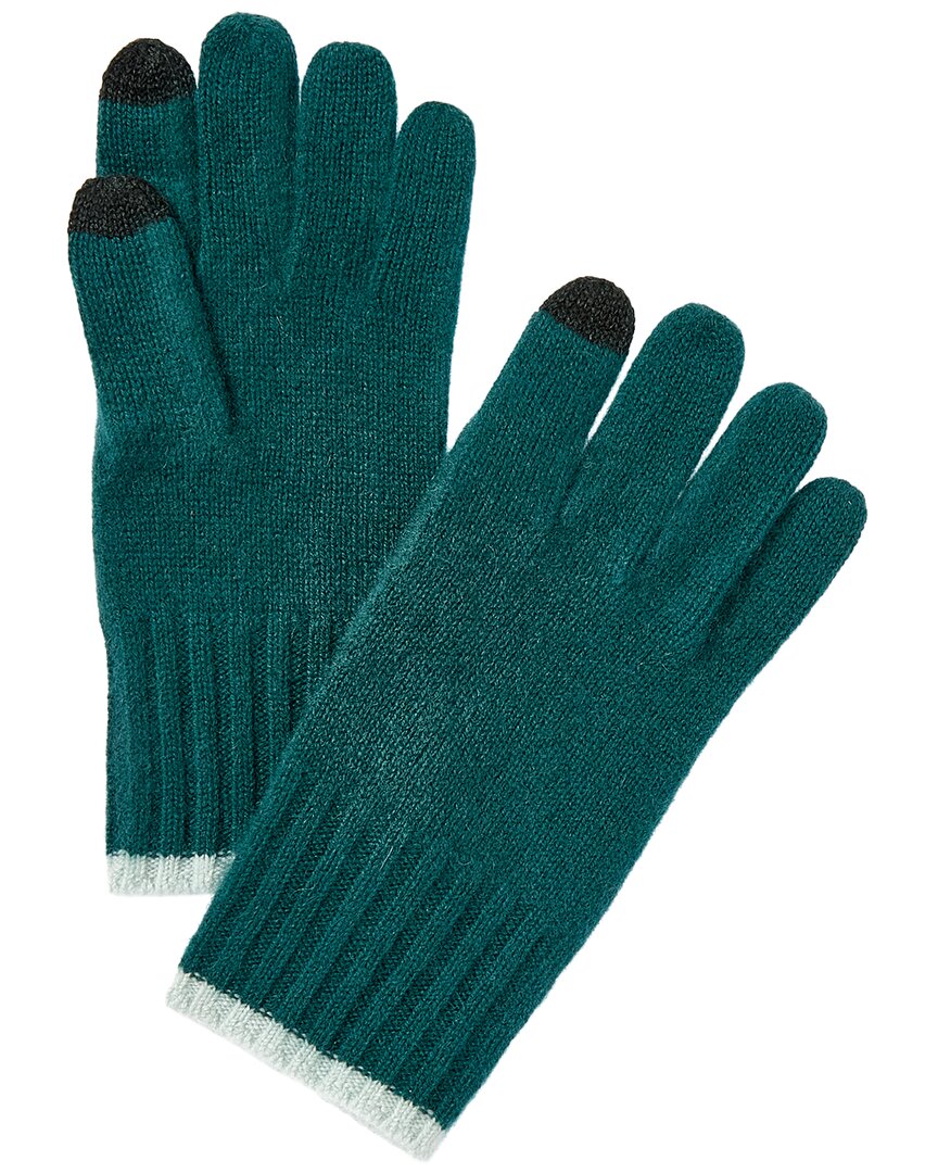 Phenix Tipped Rib Cuff Cashmere Gloves In Blue