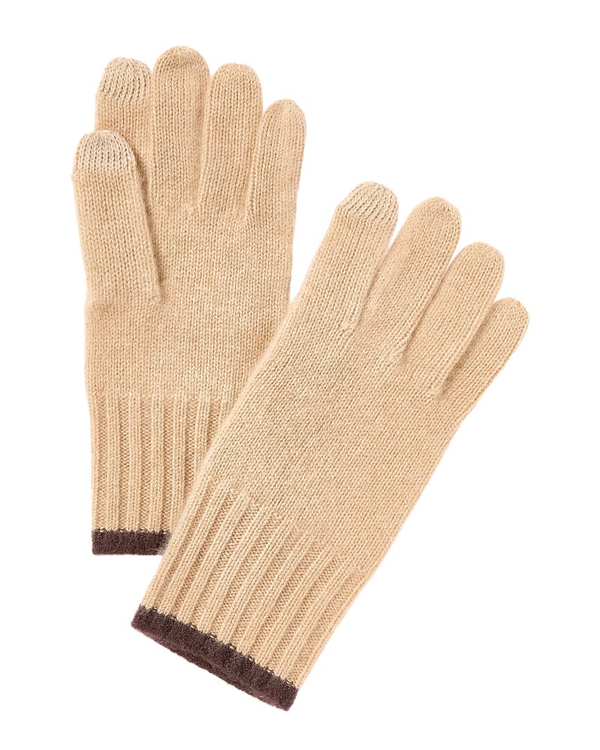 Phenix Tipped Rib Cuff Cashmere Gloves In Brown