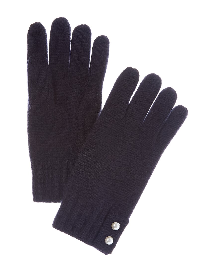 Phenix Pearl Button Cuff Cashmere Gloves In Blue