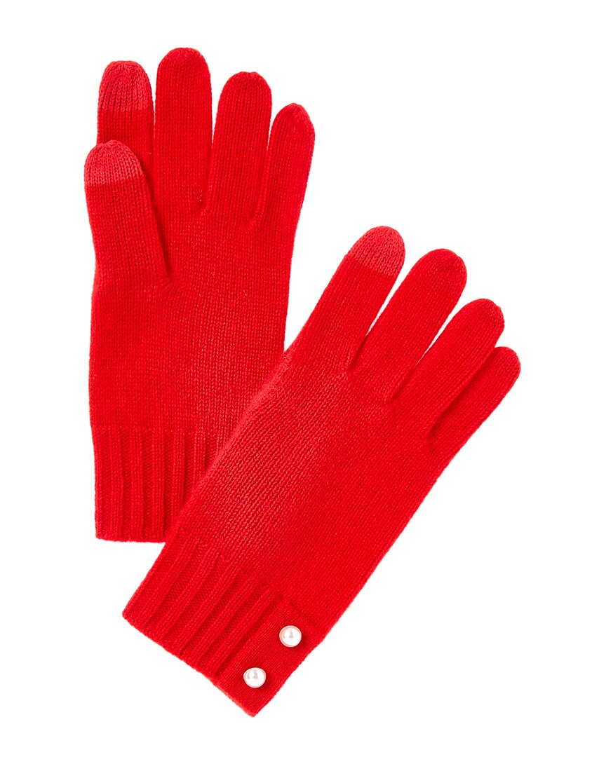 Phenix Pearl Button Cuff Cashmere Gloves In Red