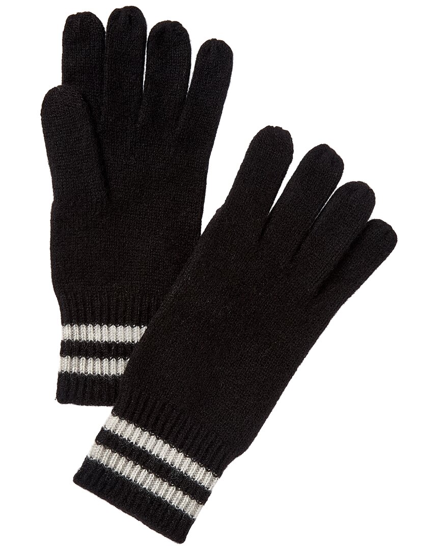 Phenix Double Stripe Cuff Cashmere Touch Tech Gloves In Black