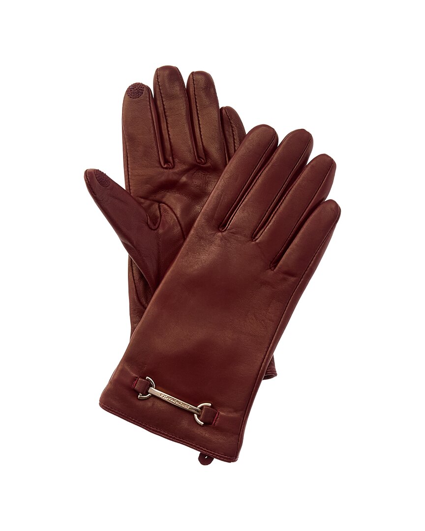 Bruno Magli Horsebit Cashmere-lined Leather Gloves In Red