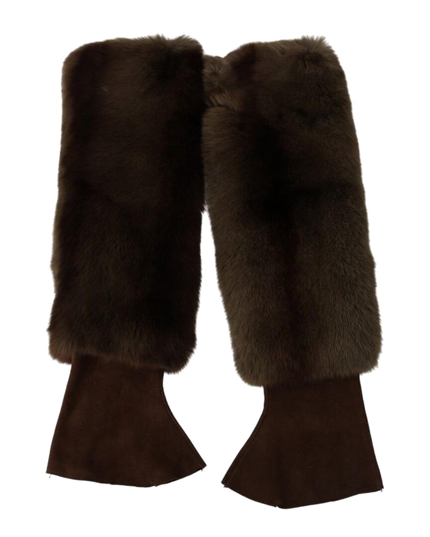 Dolce & Gabbana Leather Elbow Gloves In Brown