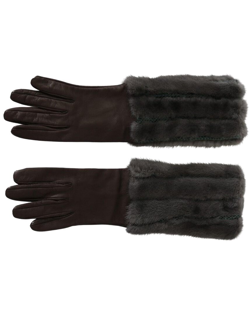 Dolce & Gabbana Leather Gloves In Brown