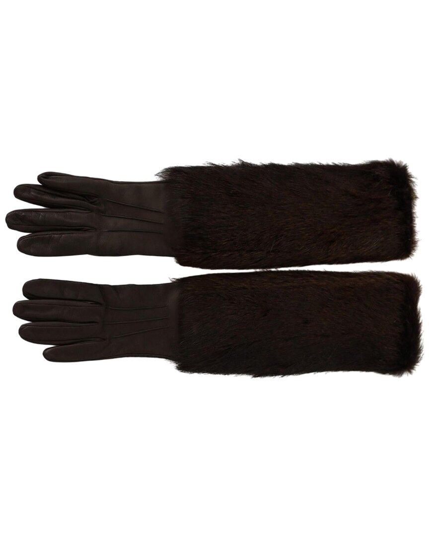 Dolce & Gabbana Leather Gloves In Brown