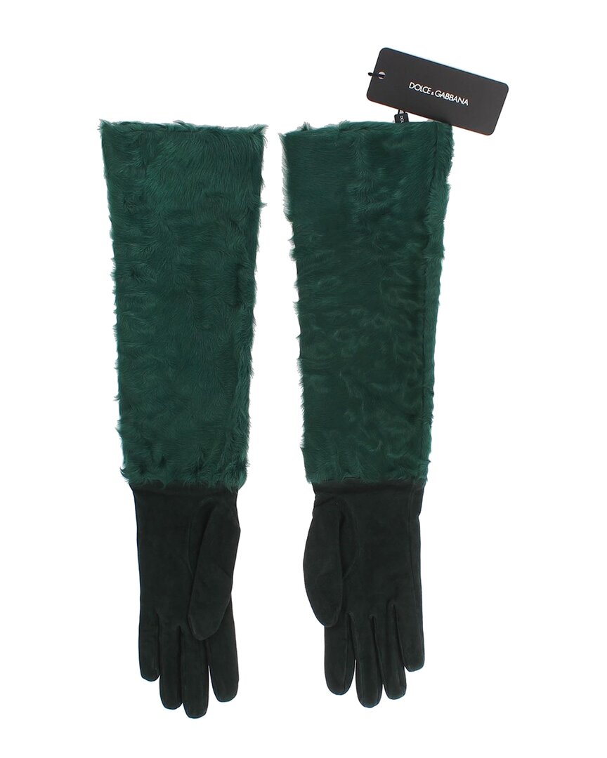 Dolce & Gabbana Silk-lined Gloves In Green