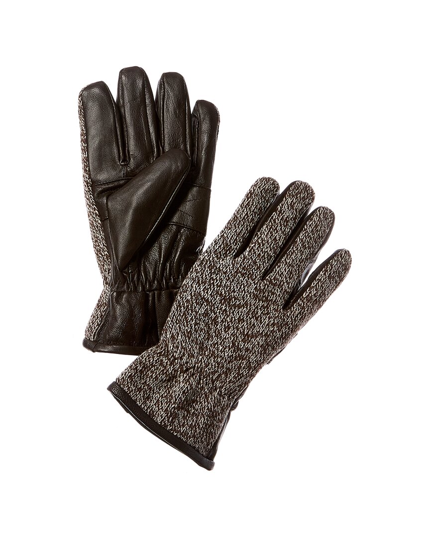 Surell Accessories Leather Gloves In Brown
