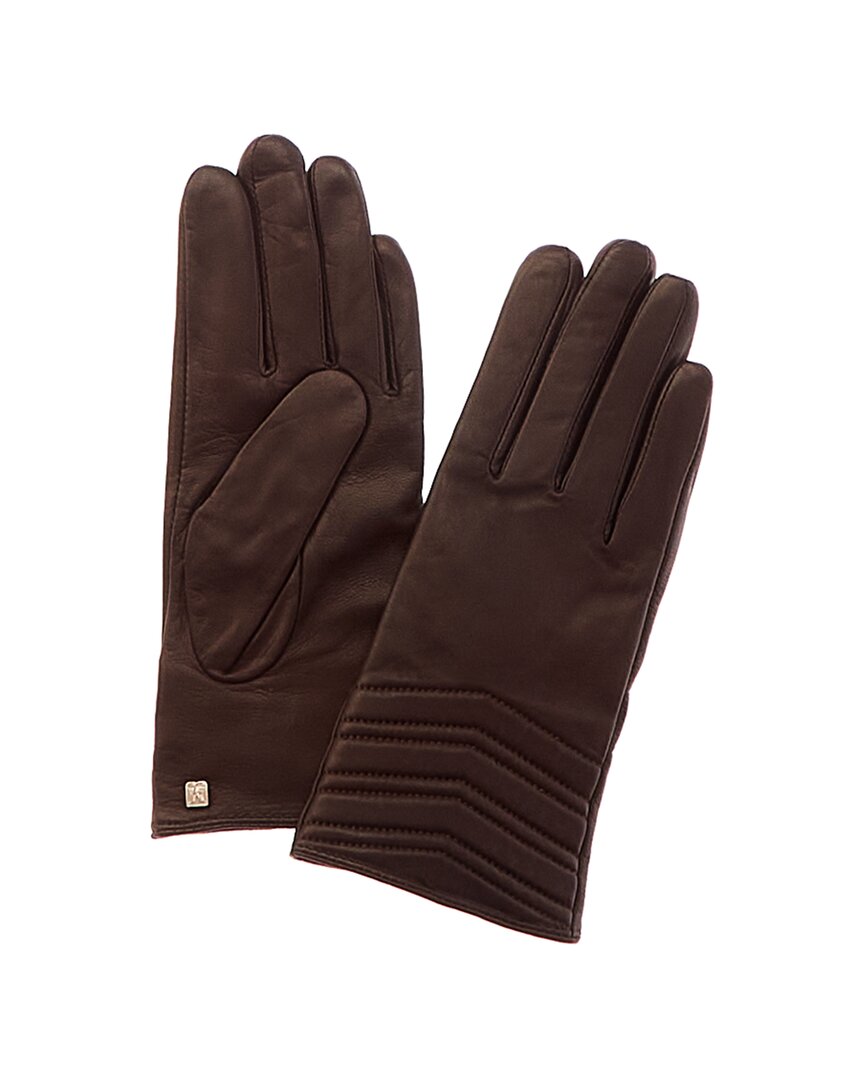 Shop Bruno Magli Chevron Quilted Cashmere-lined Leather Gloves
