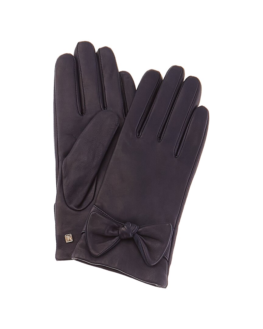 BRUNO MAGLI BRUNO MAGLI KNOTTED BOW CASHMERE-LINED LEATHER GLOVES