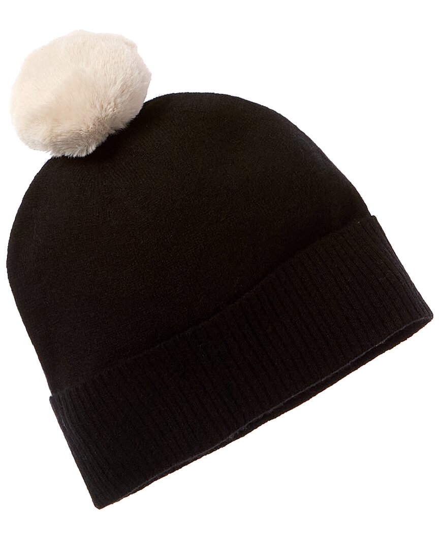 Brodie Cashmere Contrast Pom Cashmere Hat In Black