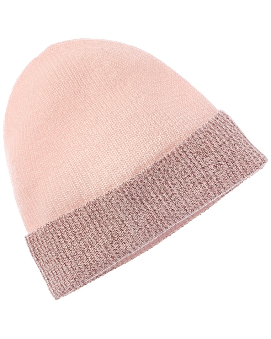 Brodie Cashmere Lurex Turn Up Cashmere Beanie In Pink