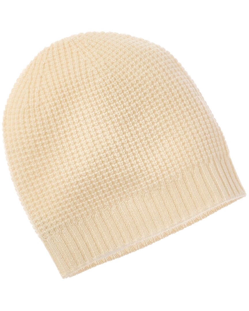 Hannah Rose Plush Waffle Stitch Cashmere Beanie In White