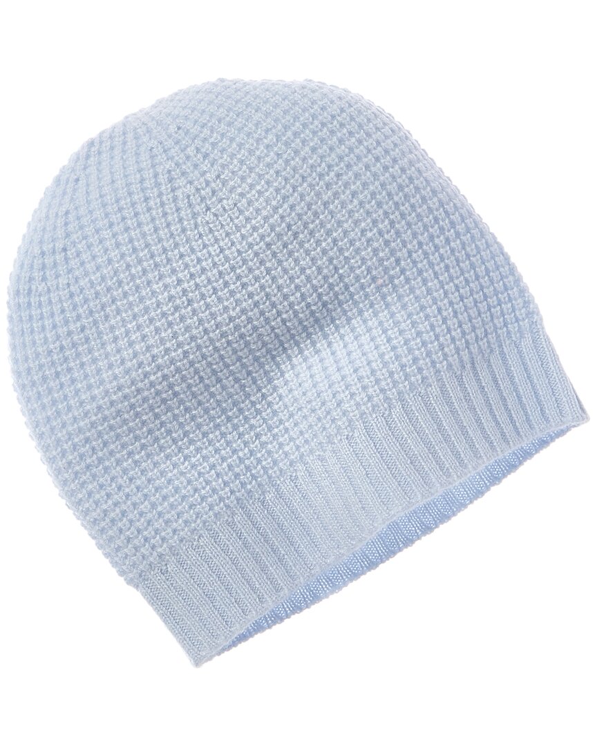 Hannah Rose Plush Waffle Stitch Cashmere Beanie In Blue