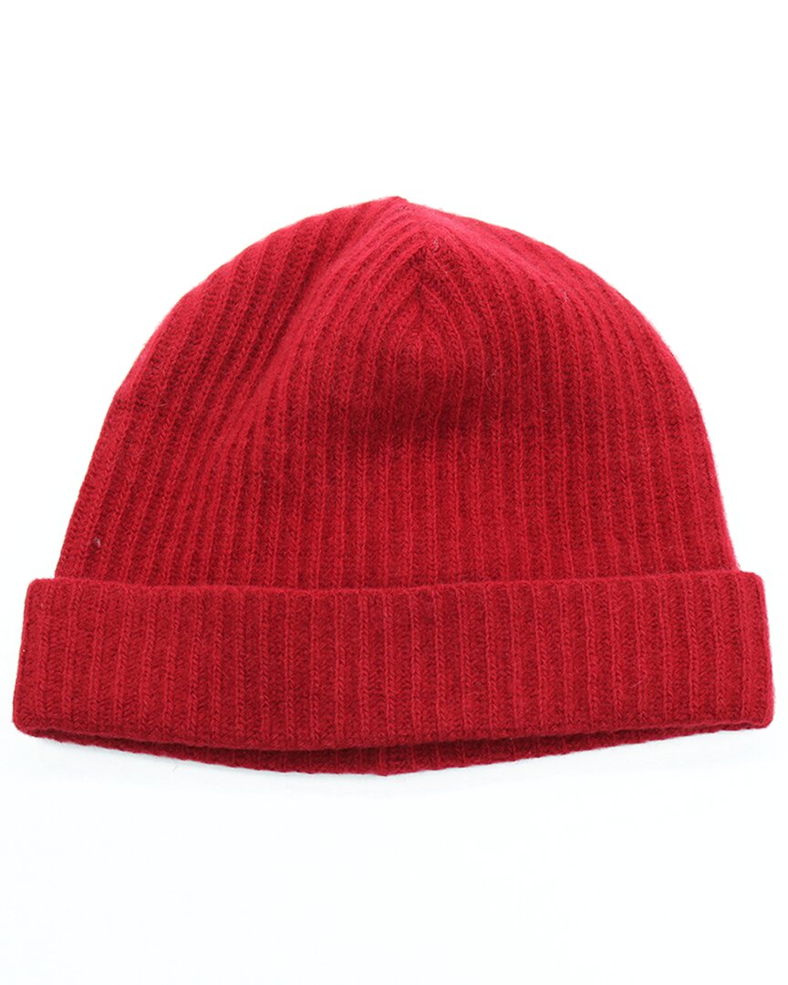 Portolano All Over Full Needle Rib & Folded Cuff Cashmere Beanie