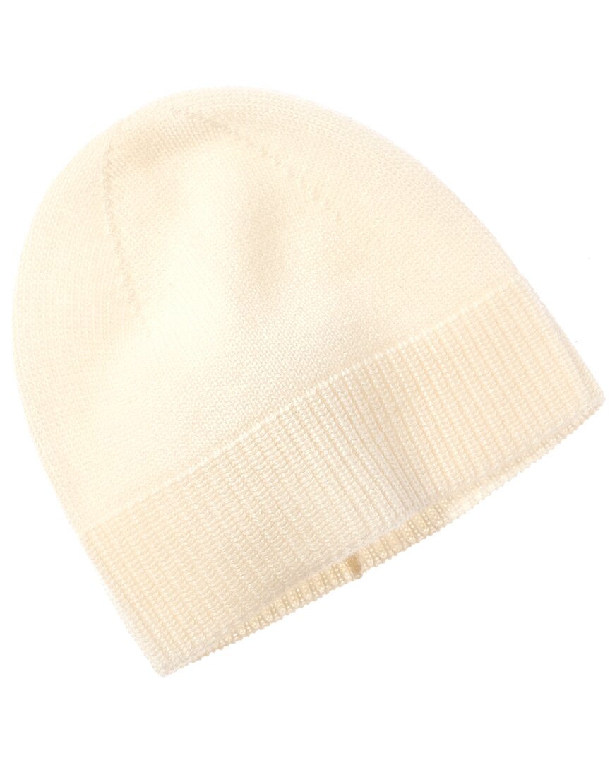 Amicale Cashmere Jersey Cashmere Beanie In White