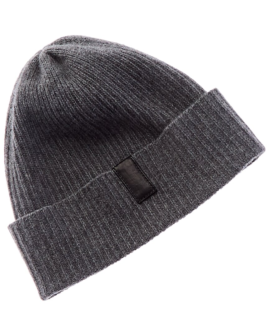 Shop Portolano Leather-trim Cashmere Hat In Grey