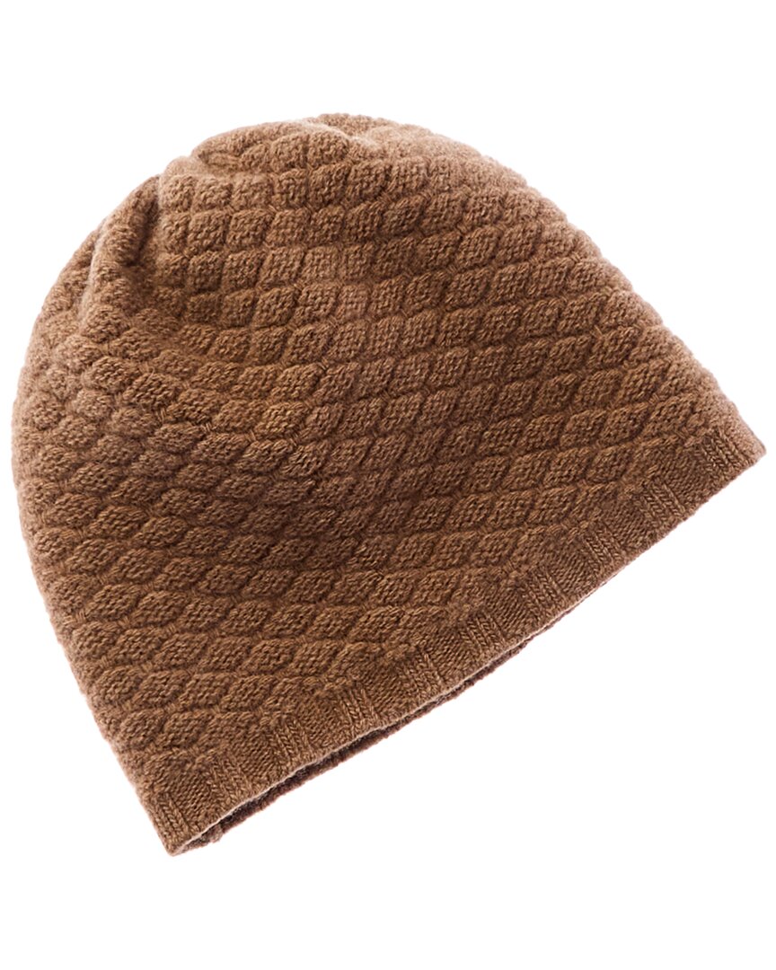 Portolano Stitched Cashmere Beanie In Brown