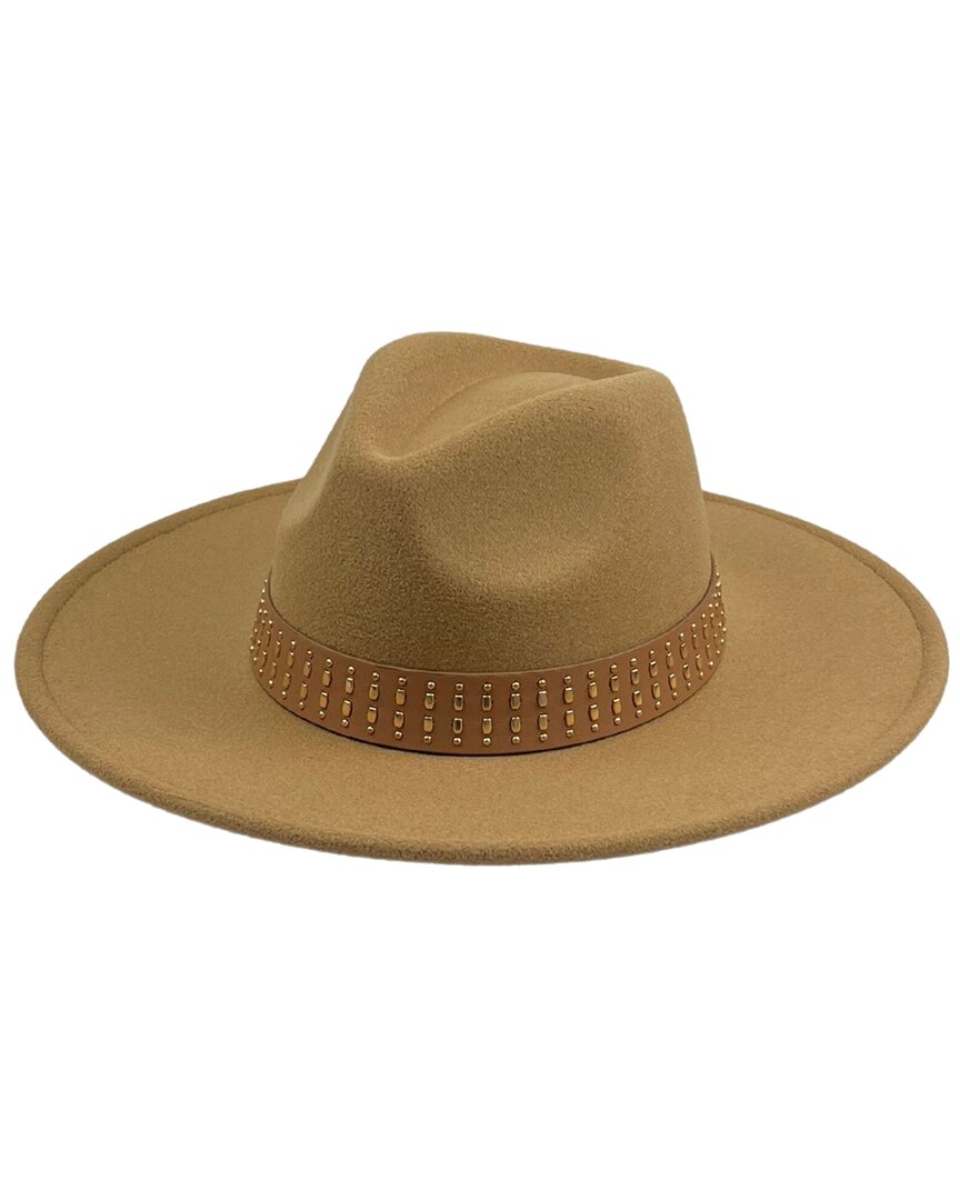 Marcus Adler Studded Band Wool Blend Panama Hat In Brown