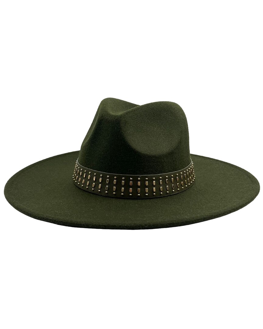 Marcus Adler Studded Band Wool Blend Panama Hat In Green