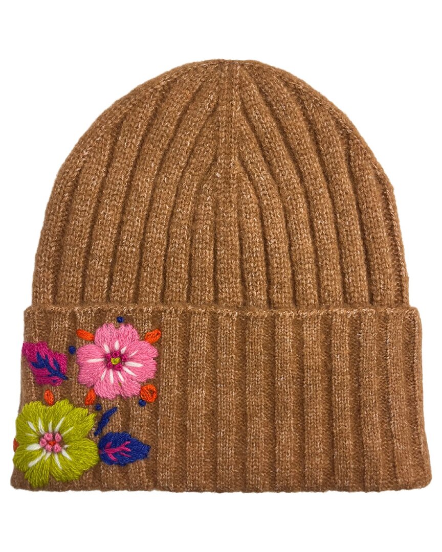 Marcus Adler Flower Embroidered Beanie In Brown