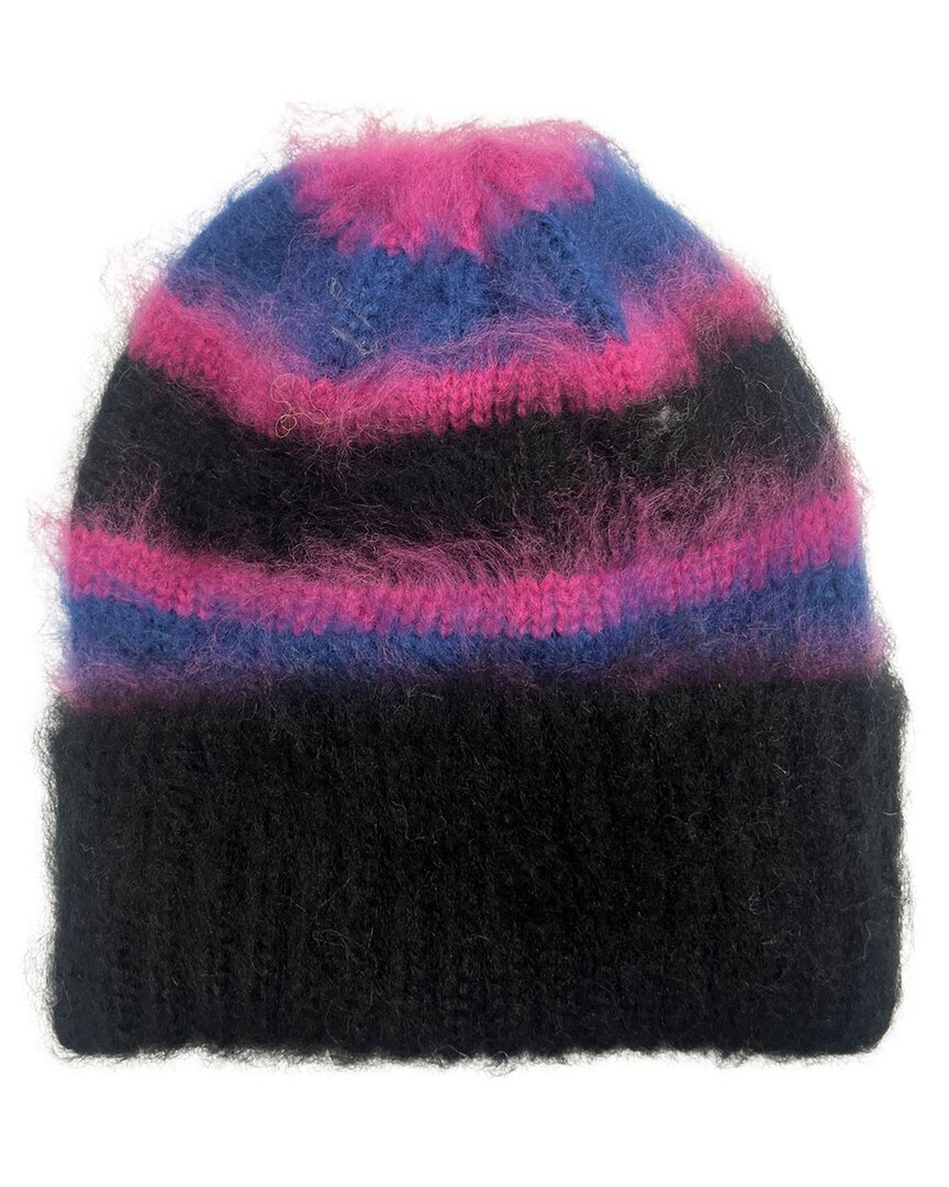 Marcus Adler Stripe Fuzzy Beanie In Purple