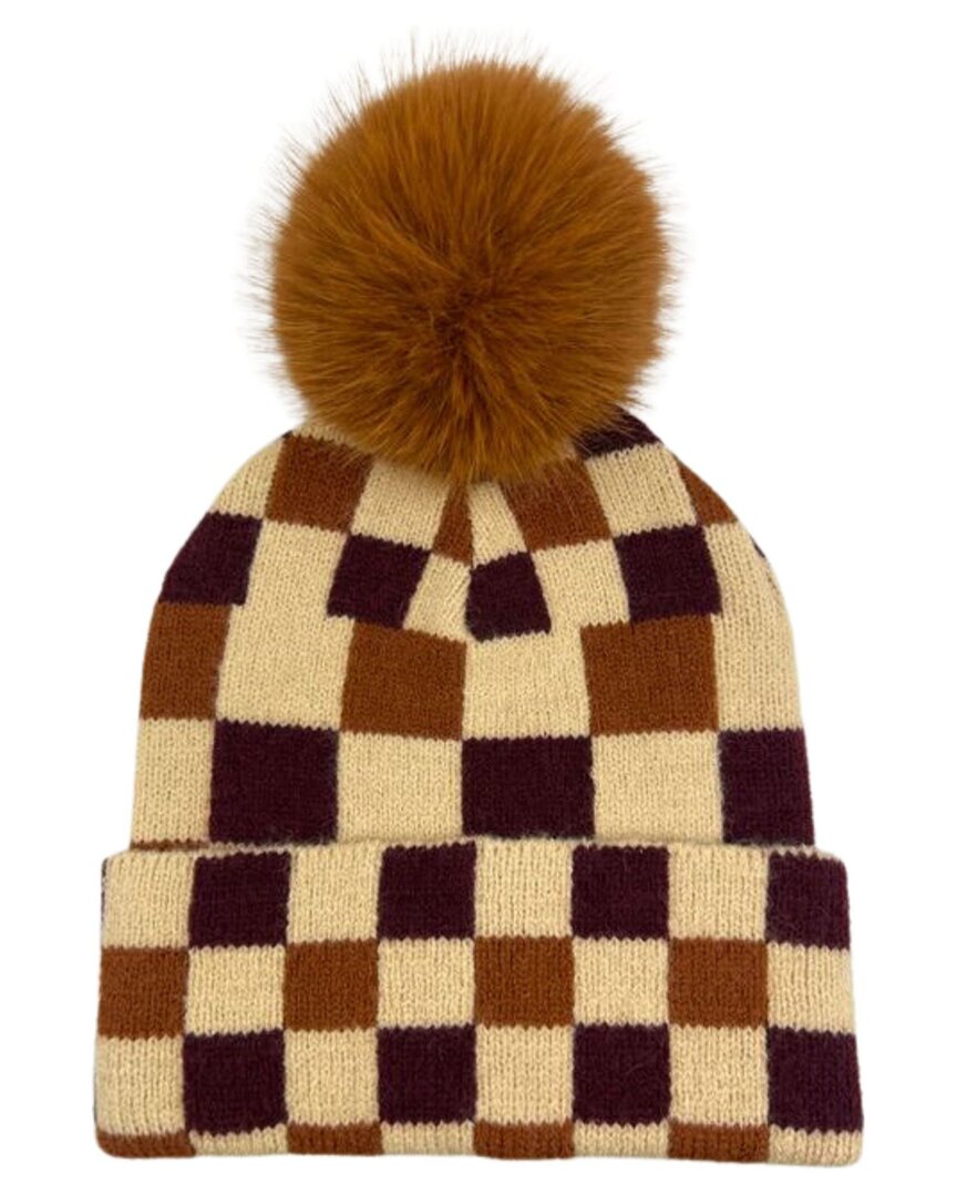 Marcus Adler Checkered Pom Beanie In Red
