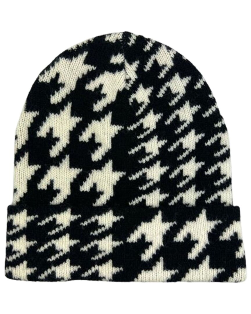 Marcus Adler Houndstooth Cuff Beanie In Black