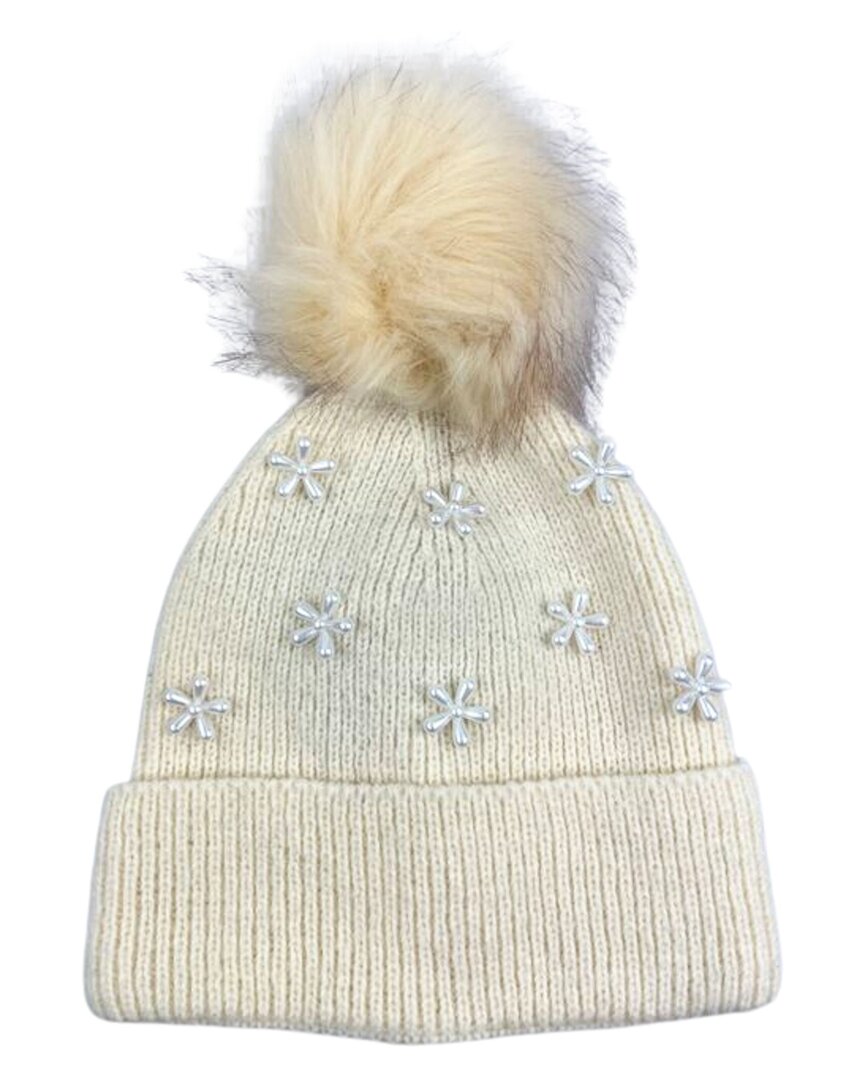 Marcus Adler Pearl Flower Beanie In White