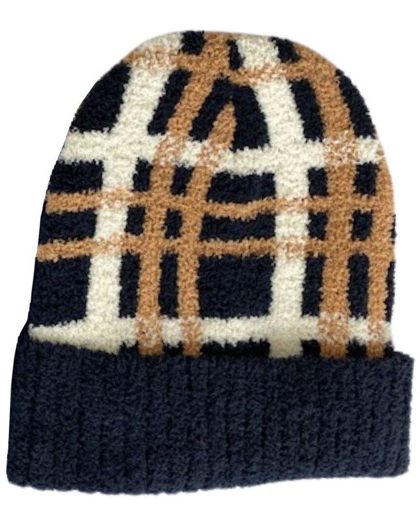 Marcus Adler Cozy Plaid Cuff Beanie In Black
