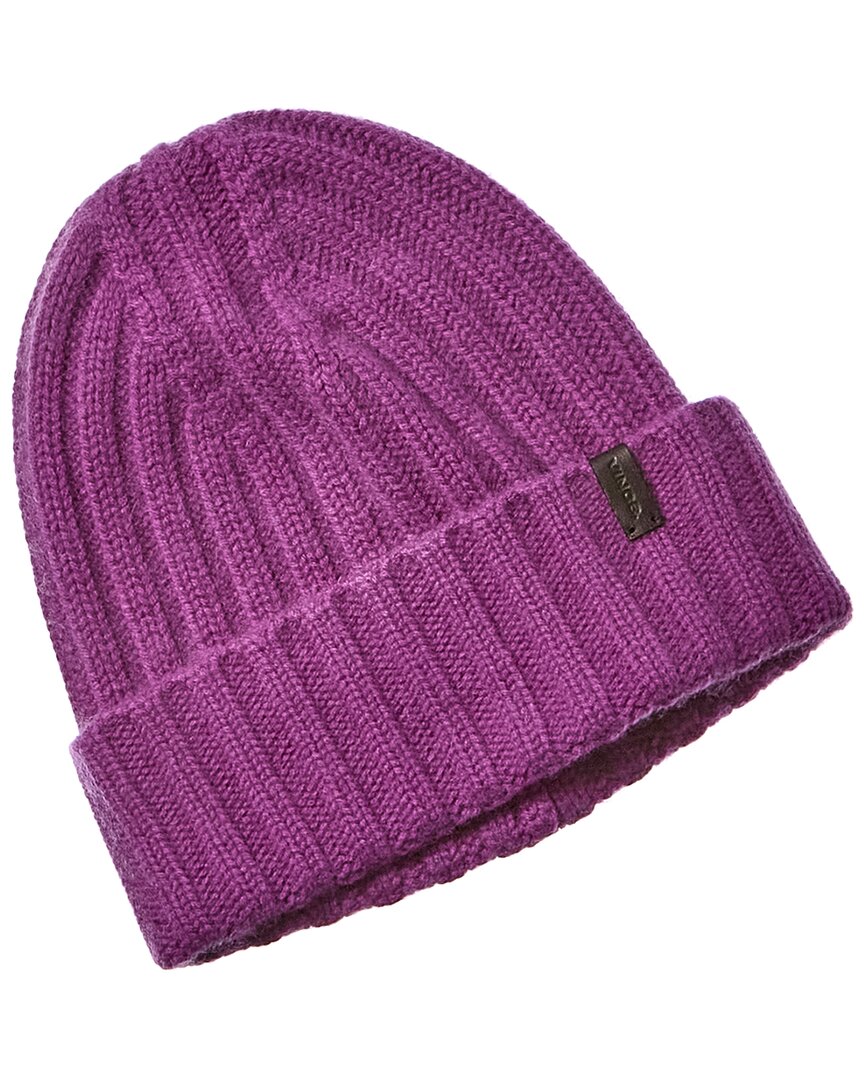 Vince Basic Chunky Rib Wool & Cashmere-blend Beanie In Purple